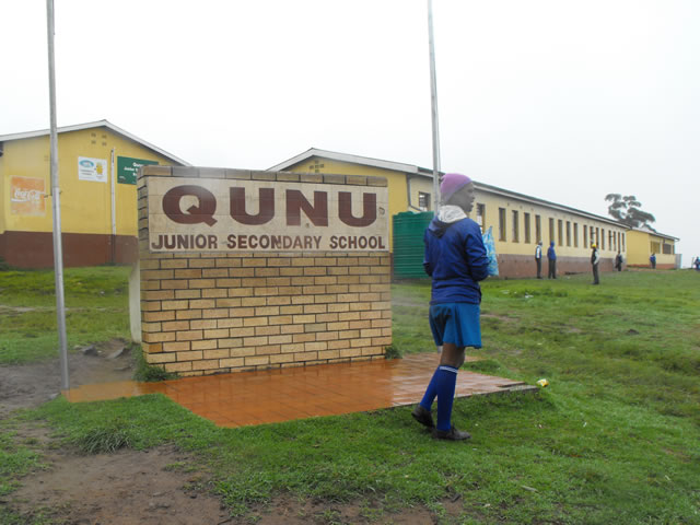 A pupil enters Qunu Junior Secondary school where Mandela attended his fist day of school. It is at the school where he was given the name Nelson. Source: SAnews