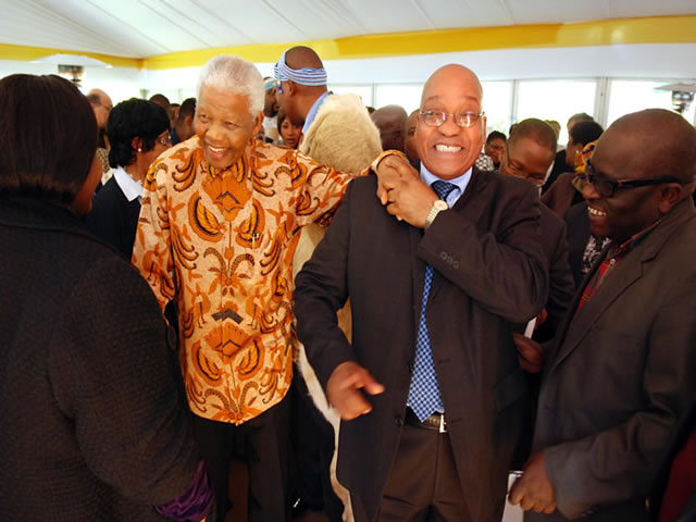 Nelson Mandela and President Jacob Zuma on Madiba's 91st birthday