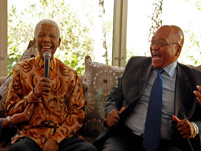 Nelson Mandela and President Jacob Zuma on Madiba's 91st birthday