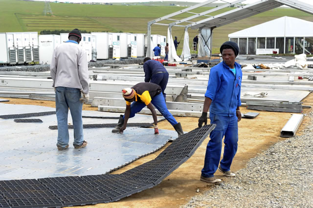 Men working at the site where Madiba's funeral will be held in Qunu. Source: GCIS