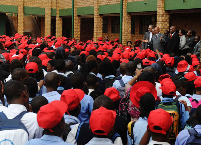 President Jacob Zuma launching the Integrated School Health Programme (ISHP) at Chipa Tabane Secondary School in Refilwe, Cullinan. Source: GCIS