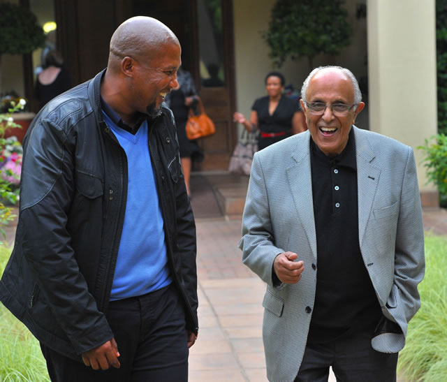 ANC stalwart Ahmed Kathrada and Mandla Mandela at Madiba's house in Houghton. Source: GCIS