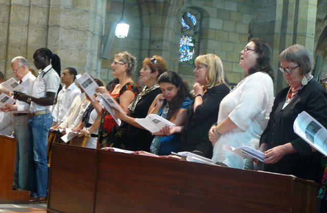 Congregants at Cape Town's St George's Cathedral on the National Day of Prayer and Reflection on the life of Mandela. 