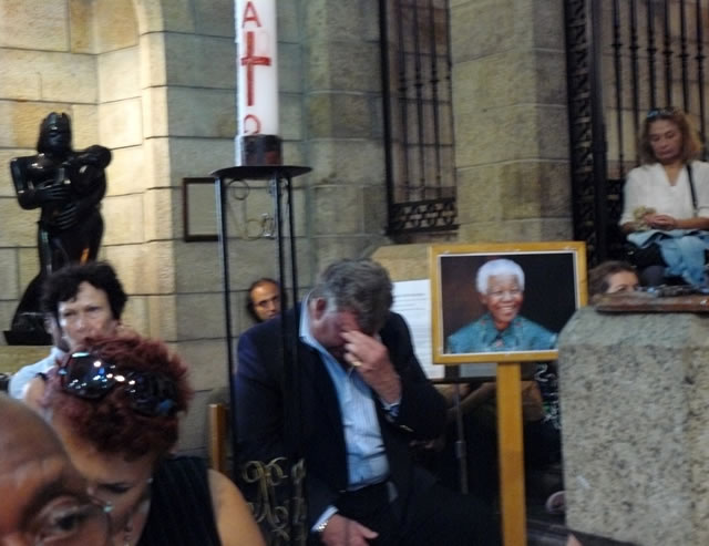 Congregants at Cape Town's St George's Cathedral on the National Day of Prayer and Reflection on the life of Mandela. 