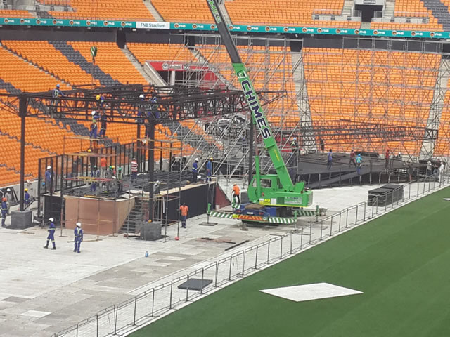 Preparations for the Memorial Service at FNB Stadium. 