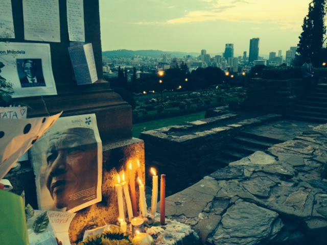 A tribute to Mandela at the Union Buildings.