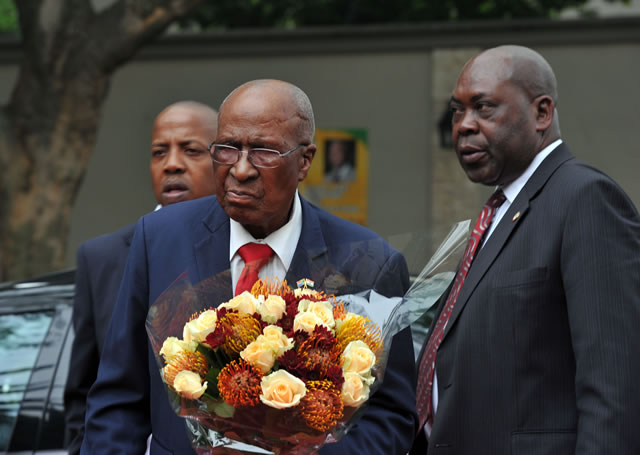 Struggle stalwart Andrew Mlangeni at FNB Stadium ahead of Madiba memorial. Source: GCIS