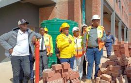 Minister Zikalala at the site of the Soshanguve Magistrates' Court.