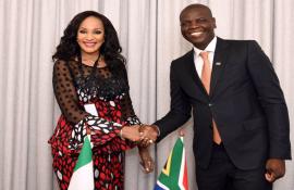 Minister Lamola and Nigerian Minister of State for Foreign Affairs, Ambassador Bianca Odumegwu-Ojukwu.