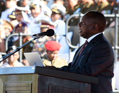 President and SANDF Commander-in-Chief Cyril Ramaphosa attends Armed Forces Day in Kimberley. GCIS