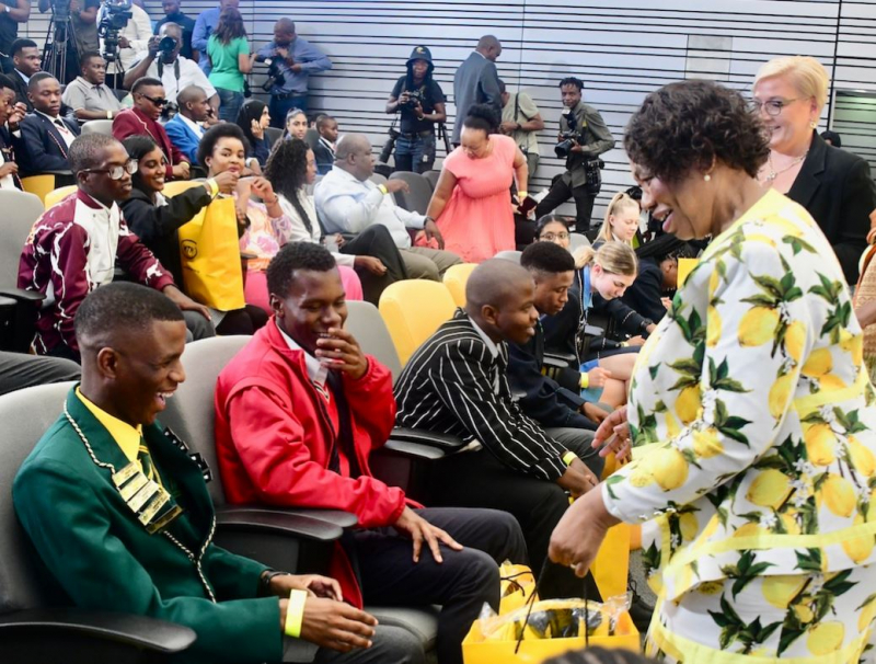 Basic Education Minister Angie Motshekga with some of the top achievers of the Class of 2022.