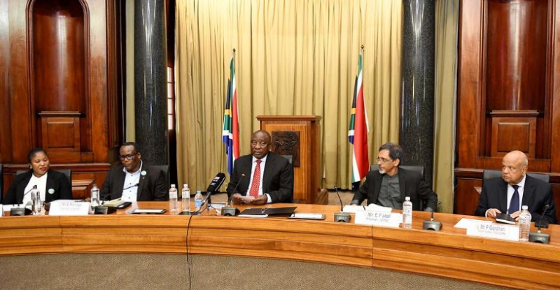 President Cyril Ramaphosa, and some Cabinet Ministers, at the meeting with Steel and Engineering Industries Federation of Southern Africa (SEIFSA) at the Union Buildings in Pretoria.