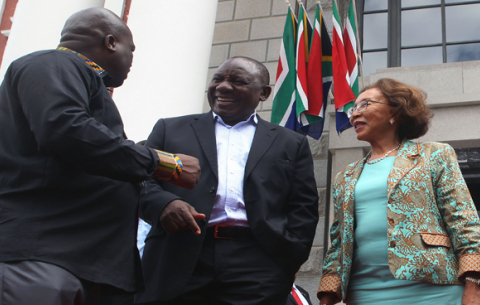 President Cyril Ramaphosa during a dry run at the Parliament precinct ahead of the State of the Nation Address in Cape Town. GCIS