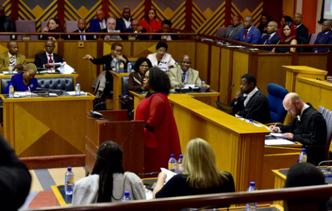 Communications Minister Nomvula Mokonyane and Deputy Minister Pinkie Kekana delivering the DOC\GCIS Budget vote in Parliament, Cape Town.