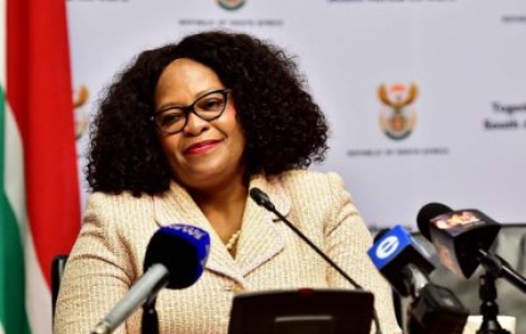 Communications Minister Nomvula Mokonyane at the Post Cabinet briefing of 24 May 2018.