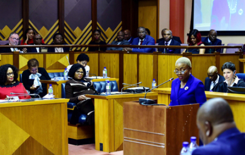 Communications Deputy Minister Pinky Kekana delivering the DOC\GCIS Budget vote in Parliament, Cape Town. 