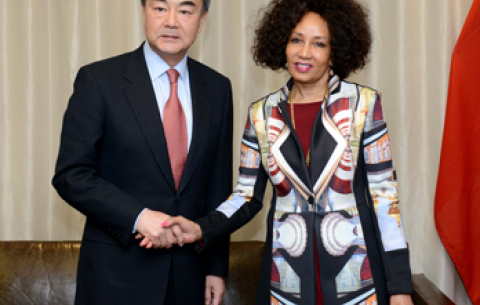 Minister Lindiwe Sisulu meeting with China Foreign Minister Wang Li. OR Tambo building