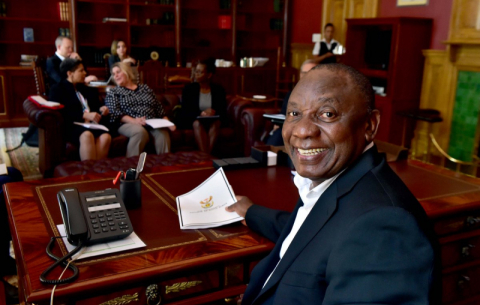 President Ramaphosa putting the final touches to his State of the Nation Address at his official residence in Genadendal in Cape Town