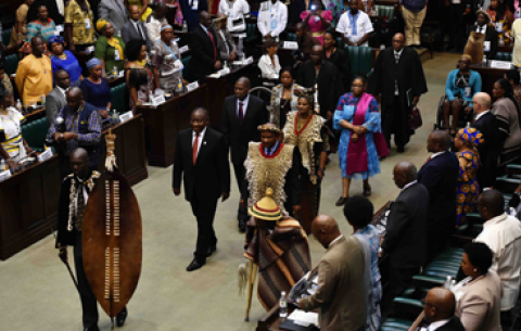 President Cyril Ramaphosa at the annual official Opening of the NHTL in the Old Assembly Chamber in Parliament, Cape Town.