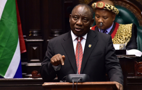 President Cyril Ramaphosa at the annual official Opening of the NHTL in the Old Assembly Chamber in Parliament, Cape Town.