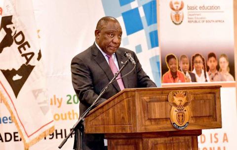 President Ramaphosa delivers a welcome message to the first high-level dialogue of the Association for the Development of Education in Africa (ADEA). 