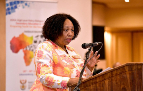 Basic Education Minister Angie Motshekga at the first high-level dialogue of the Association for the Development of Education in Africa (ADEA). 