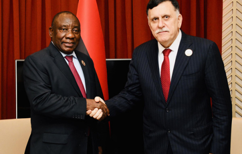  President Cyril Ramaphosa  meeting with Libyan  Prime Minister Fayez Mustafa al-Sarraj on the sidelines of the 12th Extraordinary Summit of African Union in Niger.