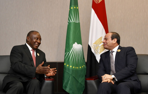 President Cyril Ramaphosa  meeting with President of the Arab Republic of Egypt and Chairperson of the African Union, Abdel Fattah el-Sisi on the sidelines of the 12th Extraordinary Summit of African Union in Niger.