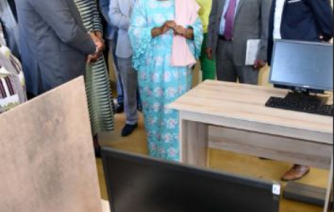 Ministers Nkosazana Dlamini Zuma and Jackson Mthembu inspecting facilities at the Umgungundlovu TVET college.