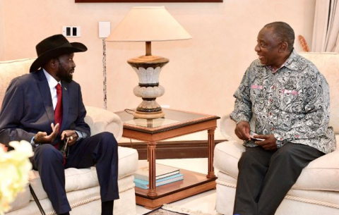 President Ramaphosa receives courtesy call from President Salva Kiir Myardit of South Sudan.