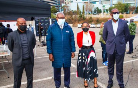 Provincial leadership at the launch of the SABC pop-up vaccination site in Auckland Park.