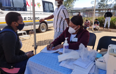 Students and admin staff get vaccinated in Dundee, KwaZulu-Natal.