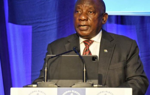 President Cyril Ramaphosa addresses the ceremony in Pretoria at which the Independent Electoral Commission (IEC) announced the final results of the 2021 Municipal Elections.