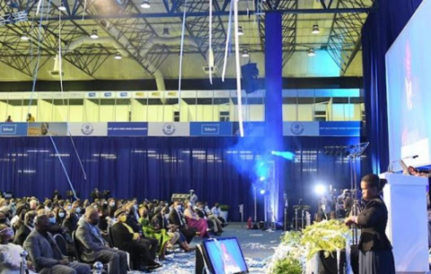 President Cyril Ramaphosa addresses the ceremony in Pretoria at which the Independent Electoral Commission (IEC) announced the final results of the 2021 Municipal Elections.