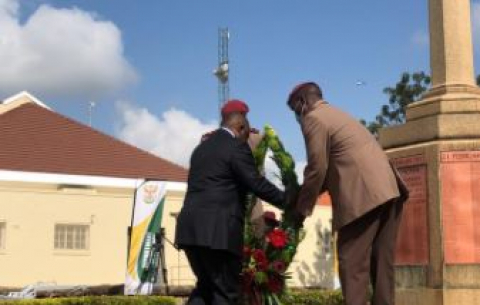 President Ramaphosa lays a wreath on Armed Forces Day, held in Barberton, Mpumalanga.