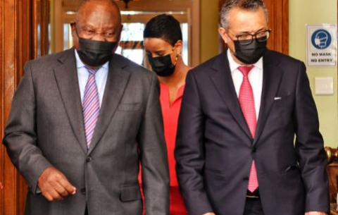 President Cyril Ramaphosa meets with Director-General of the World Health Organisation, Dr Tedros Adhanom Ghebreyesus at the Official Presidential residence, Genadendal in Cape Town. 