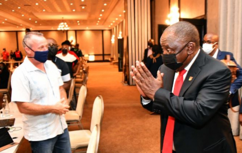 President Cyril Ramaphosa addressing members of COSATU, FEDUSA and NACTU during the Annual NEDLAC Organised Labour School.