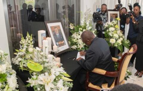 President Ramaphosa on a working visit to Namibia to pay his respects following the passing of President Hage Geingob.
