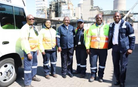 President Ramaphosa pays a visit to the global chemicals and energy company Sasol's Synfuels Operations plant in Secunda, Mpumalanga, on 3 October 2024.